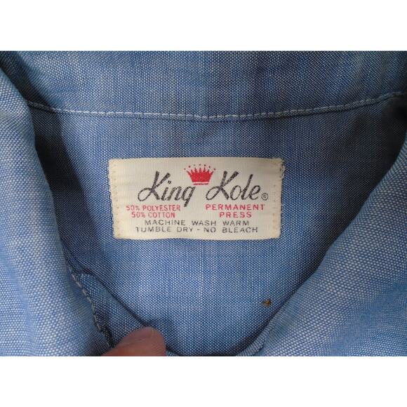vintage KING KOLE work shirt CHAMBRAY lightweight denim L blue WESTERN cowboy - Picture 5 of 12